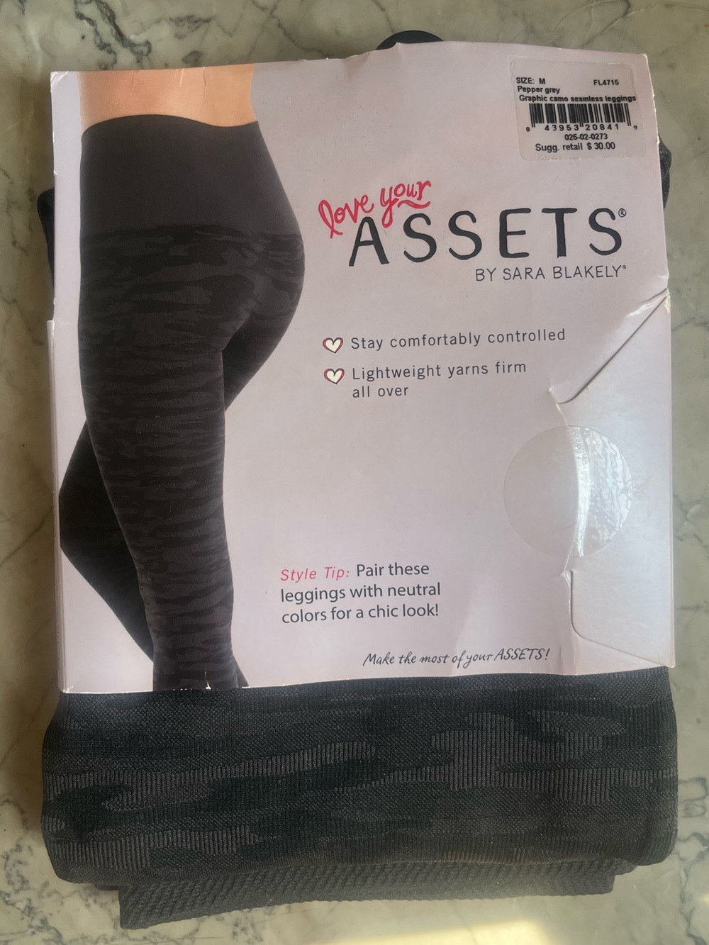 ASSETS by Sara Blakely Black Graphic Camo Leggings